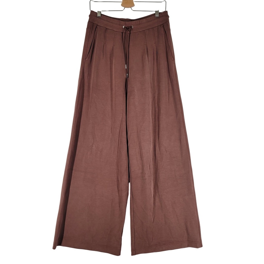 HUGO BOSS Wide Leg Pants Brown Drawstring Elastic Waist Women's Size L